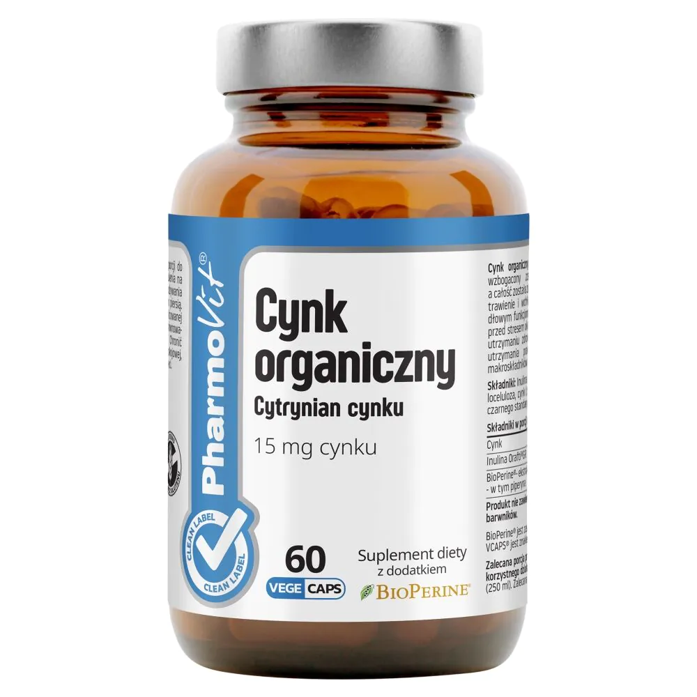 PharmoVit Clean Label Cynk organiczny 15 mg Kapsułki