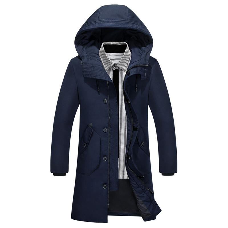 Giacche da uomo in piuma d'anatra bianca 2019, di qualità, eleganti, calde, lunghe, alla moda, abbigliamento invernale da lavoro, cappotto casual, parka da uomo