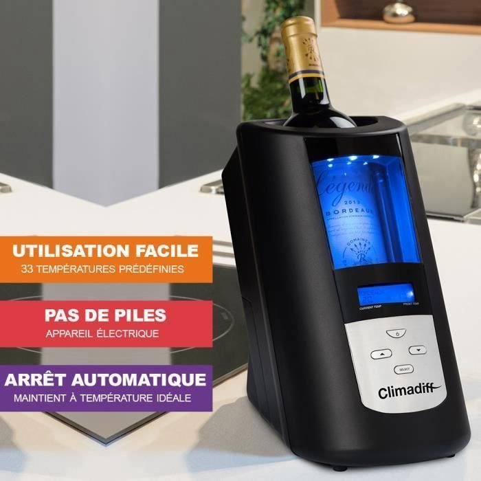 Climadiff ECHANSON2 wine/champagne bottle cooler, rapid cooling, automatic hold, electronic display