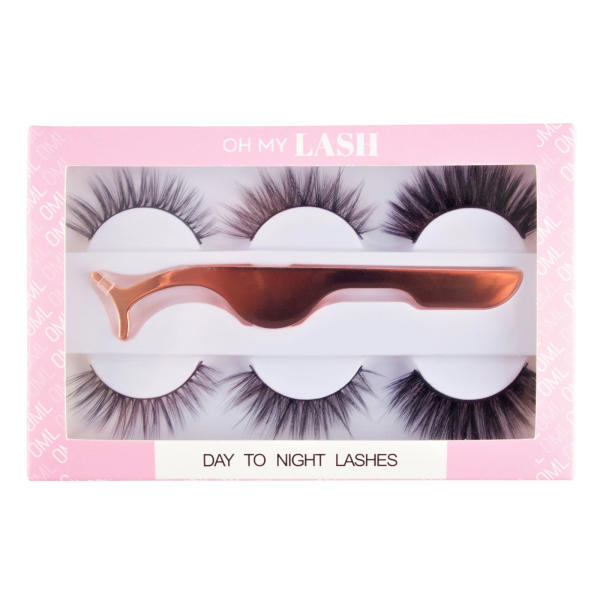 Set de pestañas postizas Oh My Lash de día y noche, color negro imitación visón.