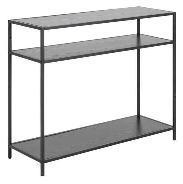 KONSOLA Seaford czarna 3 PÓŁKI Z MDF metalowa konstrukcja