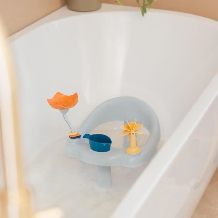 Seggiolino da bagno girevole BEBECONFORT per neonati, 6-12 mesi, massimo 10 kg, girevole a 360°, gioco, antiscivolo, ergonomico, con ventose, blu