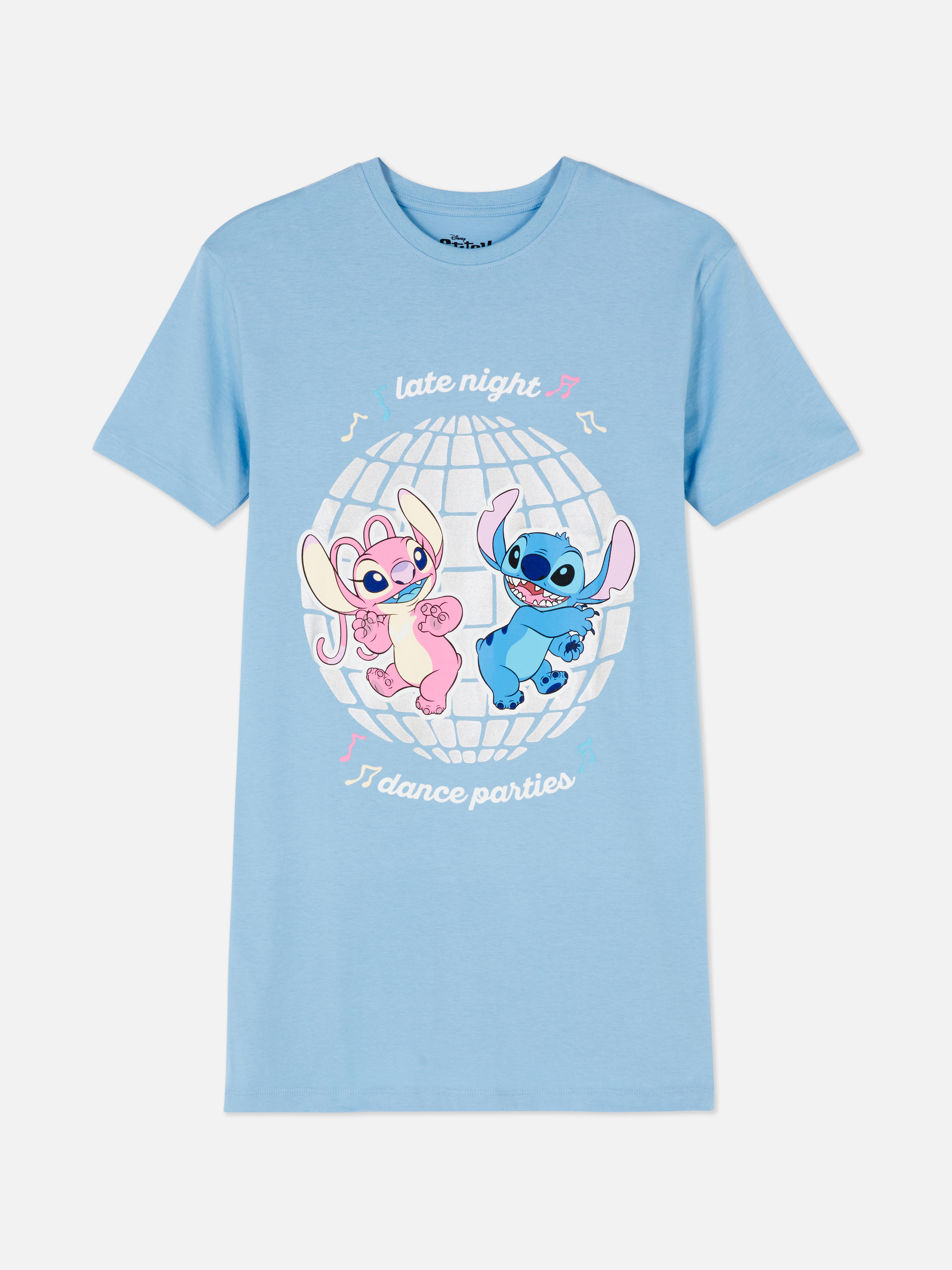 Cămașă de noapte din bumbac Disney Stitch O cămașă de noapte cu mâneci scurte și Stitch și Angel dansând!