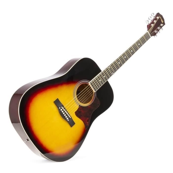 MAX SoloJam akoestische gitaar - Sunburst - Stalen snaren - Complete startersset
