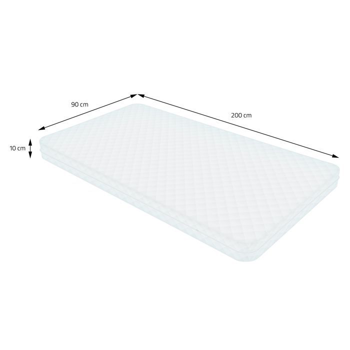Colchón infantil ML-Design de 90x200x10 cm, de espuma fría, certificado Oeko-Tex 100, con funda extraíble y lavable y cremallera.