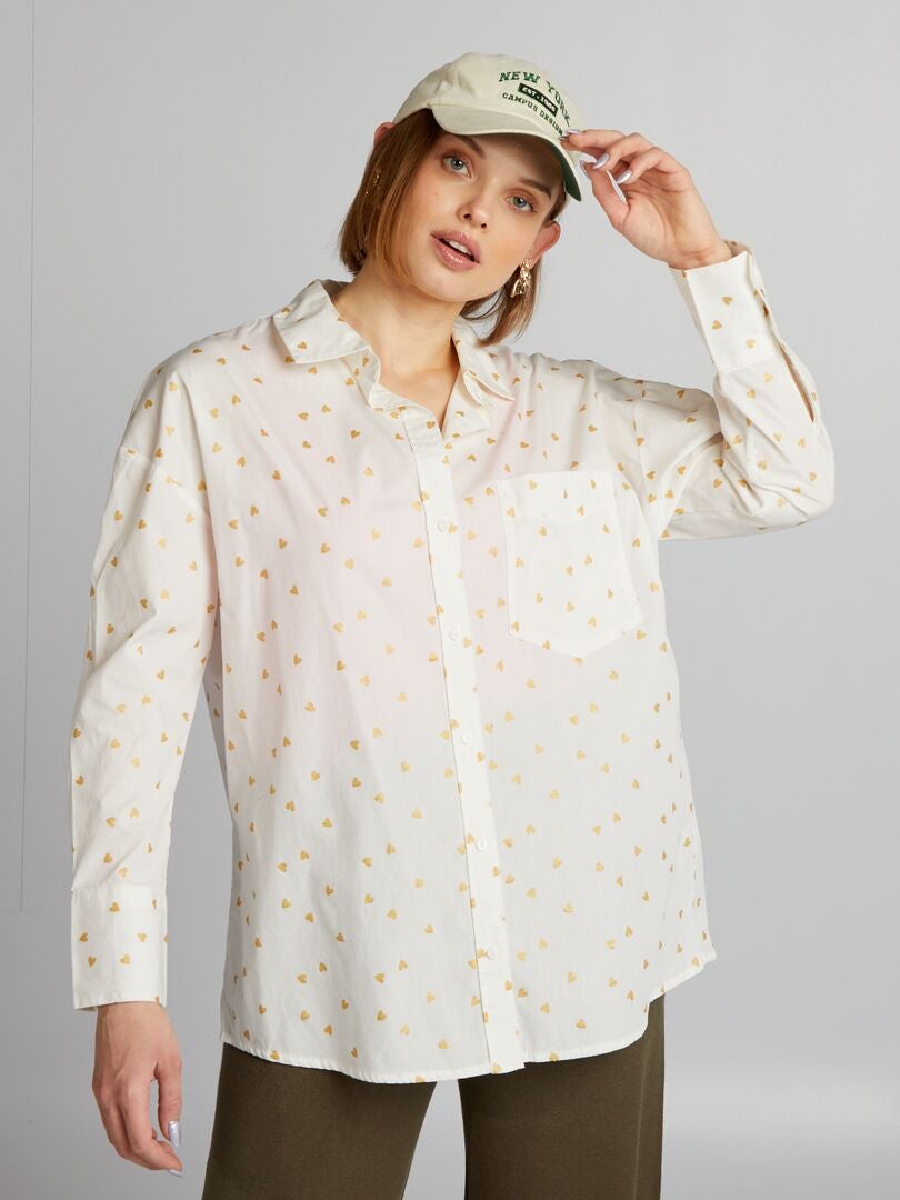 Camisa com estampa de coração - BRANCA
