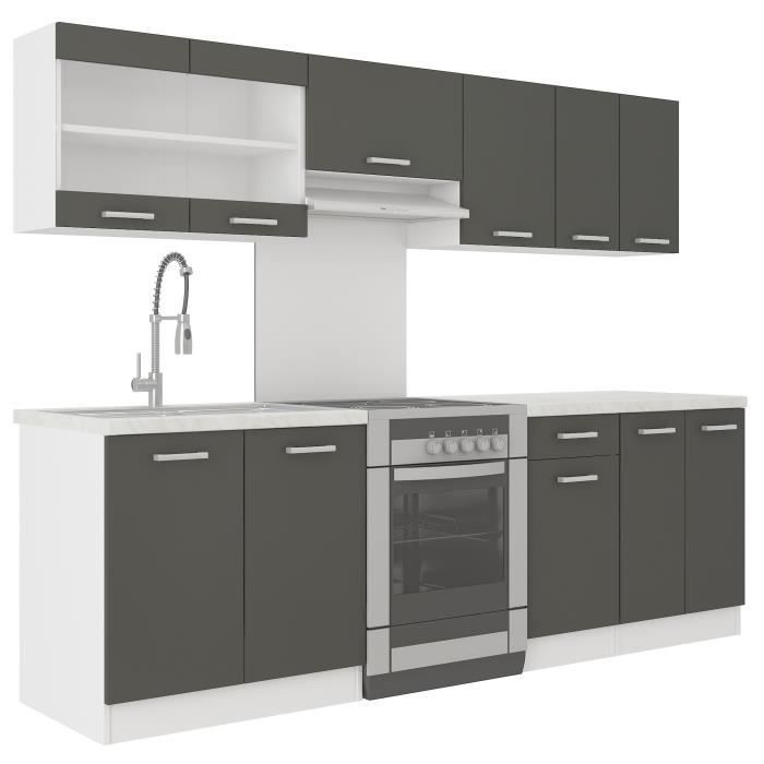 Cocina completa ULTRA con encimera de 2,40 m - 7 módulos - Gris mate