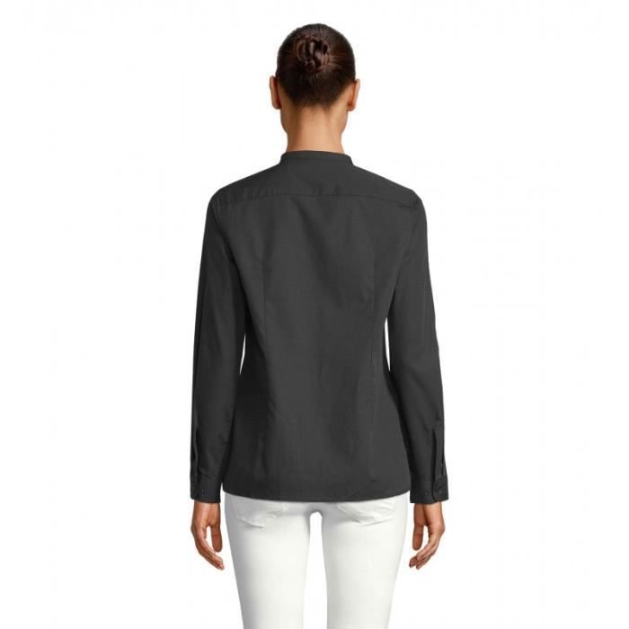 Camisa de mujer con cuello mandarín - Neoblu - BART WOMEN - Manga larga - Negra - Entallada