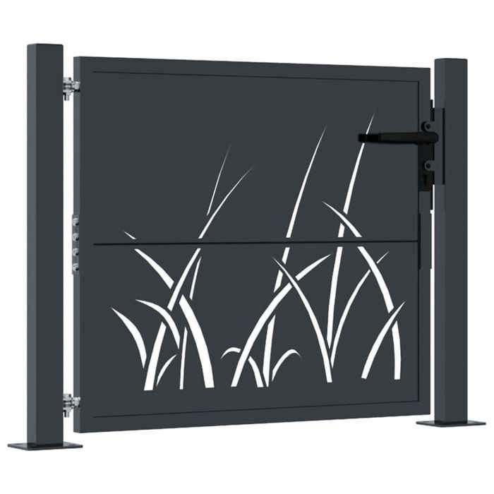 vidaXL Portail de Jardin, Portillon de Patio, Barrière de Sécurité, Porte d'Extérieure Terrasse, Anthracite 105x105 cm Acier 153167