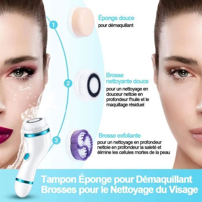 GIGICIAL 4-in-1 Facial Cleansing Brush - Rechargeable - 2 Speeds - IPX65 Waterproof