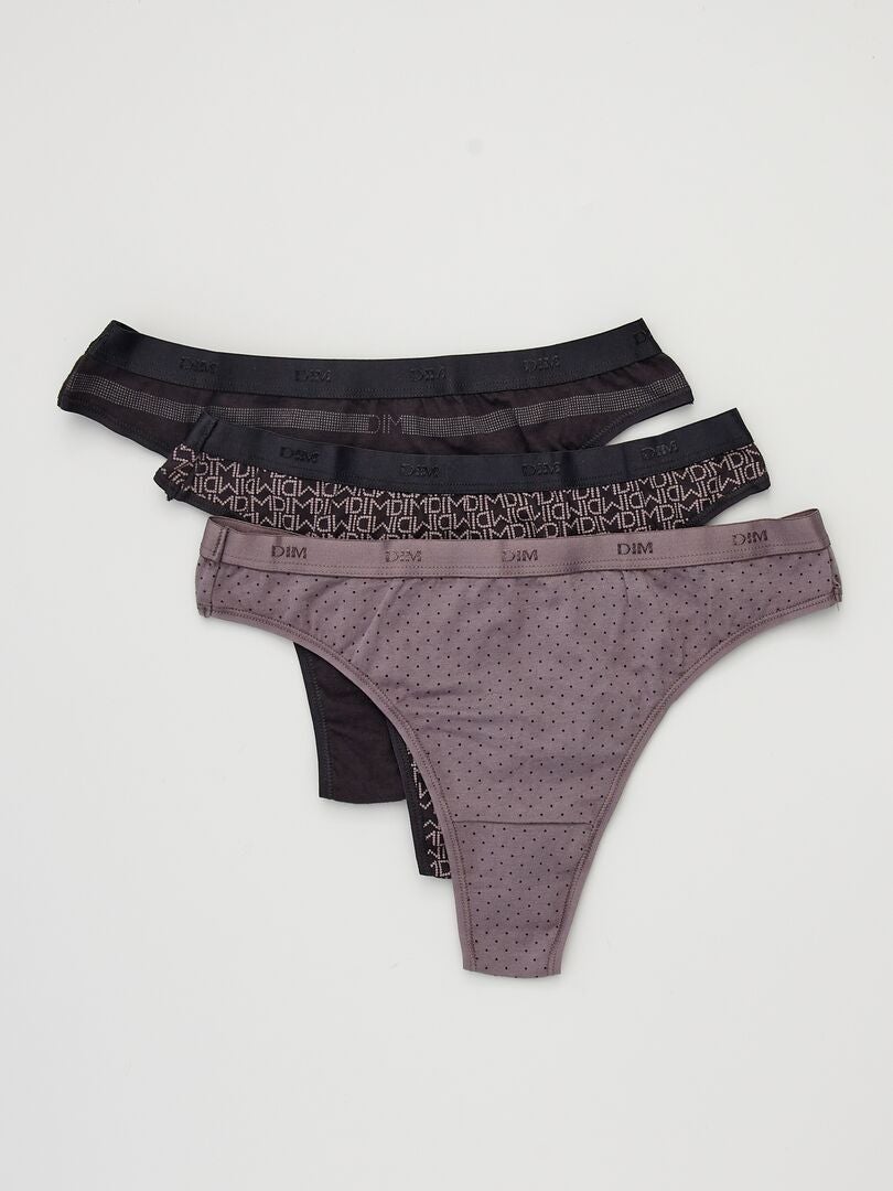 Conjunto de 3 chinelos Les Pockets da 'DIM' - PRETO