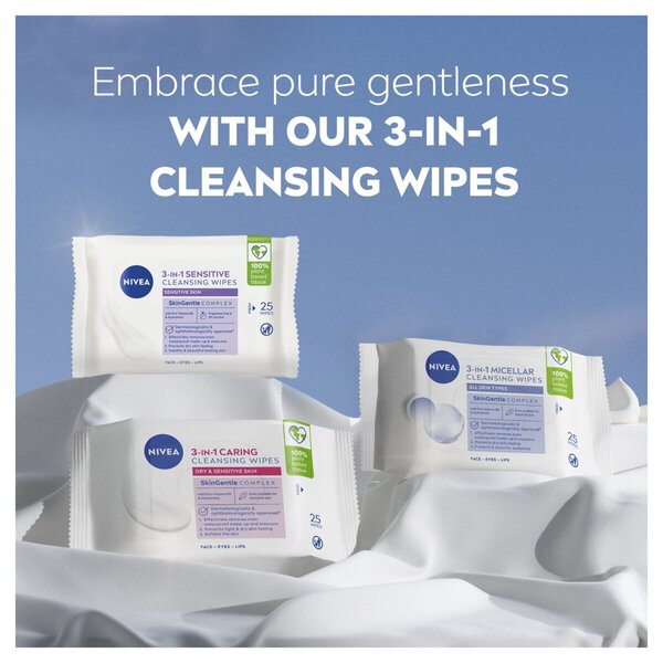 Chusteczki oczyszczające NIVEA 3 w 1 Sensitive<br>25 sztuk – Skóra wrażliwa