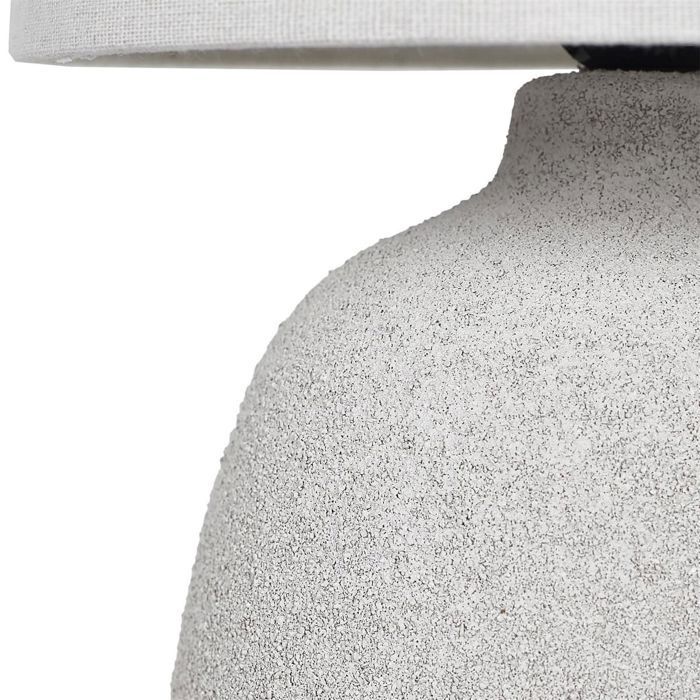 Lampe à poser en terre cuite embossée argent et abat-jour lin (H40cm)