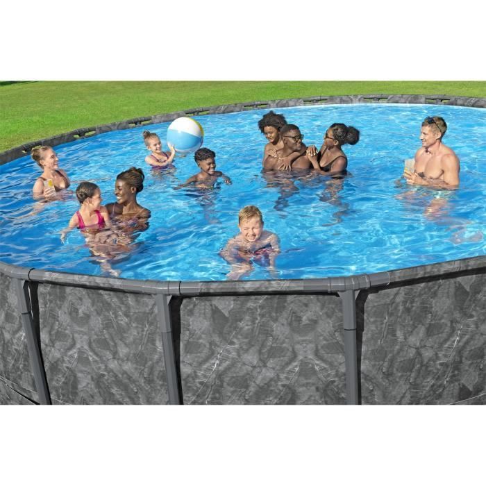 Kit de piscina tubular desmontable BESTWAY - APX 365™ - 671 x 132 cm - Redonda (Filtro de arena, 500 g de poliesfera, escalera, cubierta)