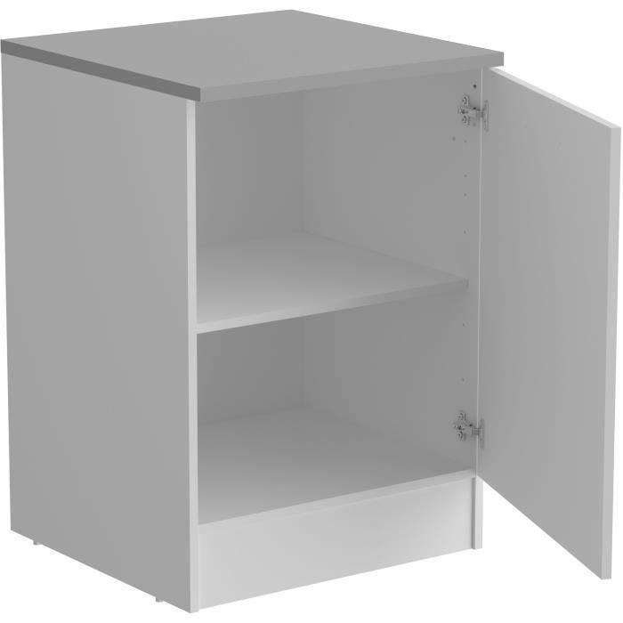 Meuble bas de cuisine OSLO - Blanc mat - 1 porte - L 60 x P 60 x H 86 cm