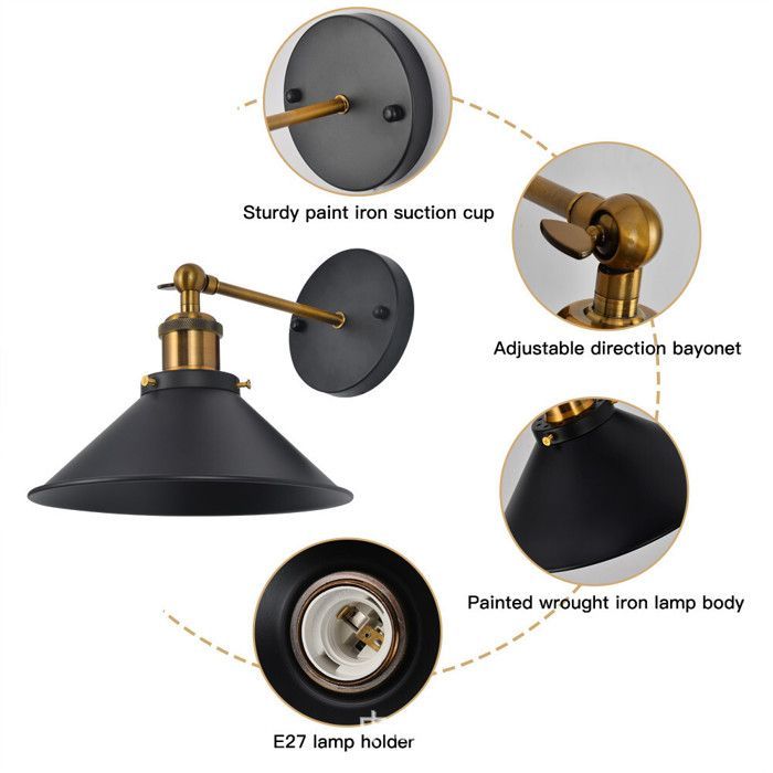 Aplique de pared - SMOTOP - Negro - Metal - 2x E27