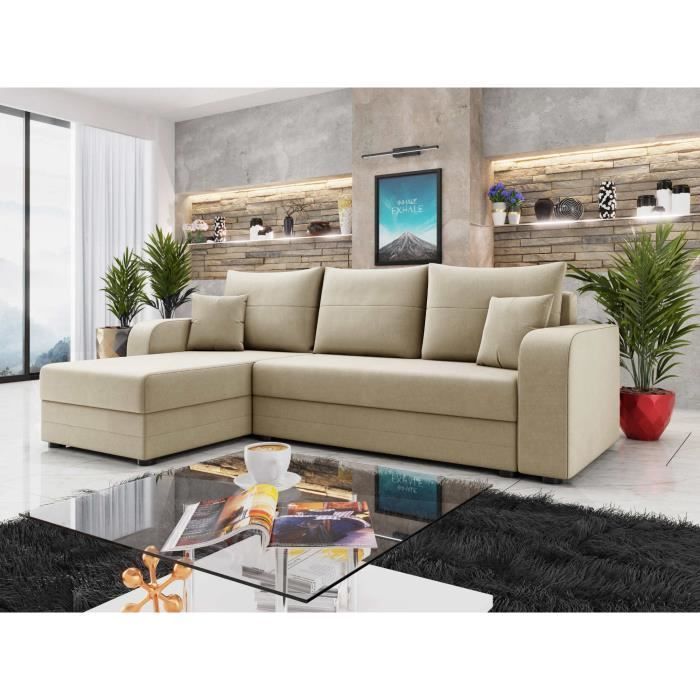 Harvey - canapé d'angle réversible - convertible - avec coffre - en velours - 4 places - style contemporain
