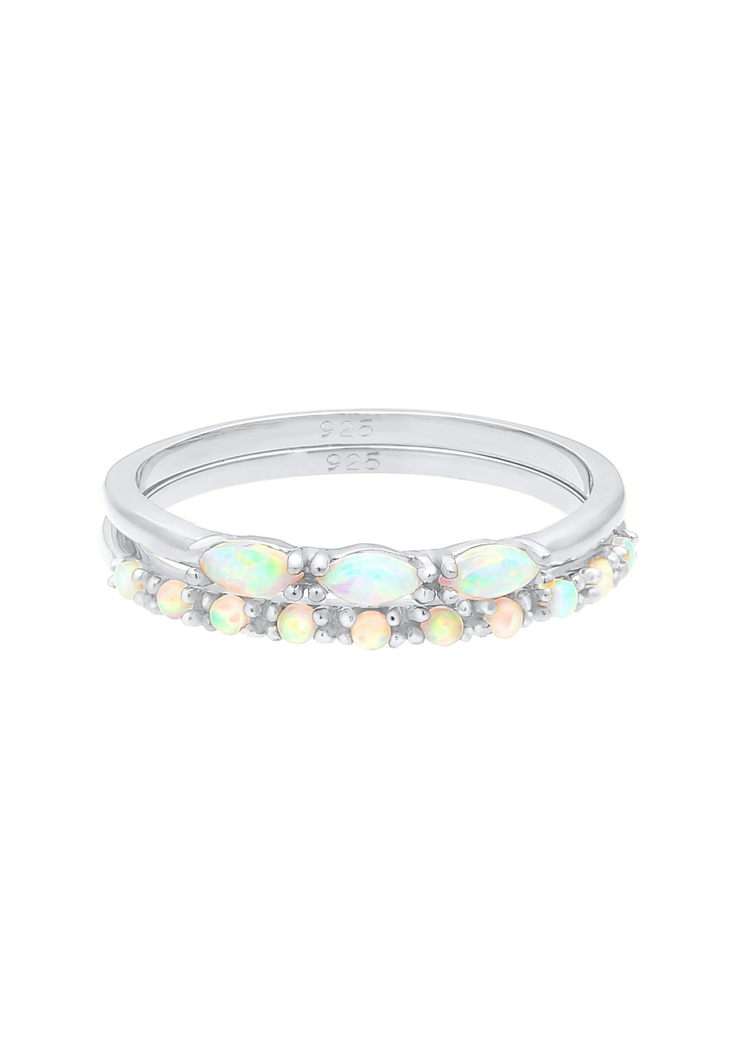 Elli pour femme au design vintage avec opale synthétique en 925/1000 argent massif