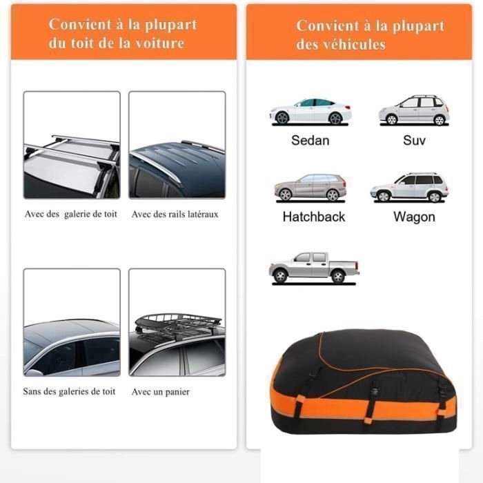Coffre Toit Pliable - 580L/20 Pieds Cubes - 900D Tissu d’Oxford - Sac de Toit Voiture Pour Voyage Souple Résistant aux intempérie
