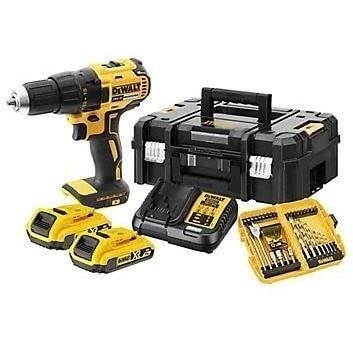 DEWALT 18V 2Ah borstelloze accuboormachine/schroefmachine, geleverd in een koffer met 56 accessoires, 2 accu's en oplader DCD777D2K-QW