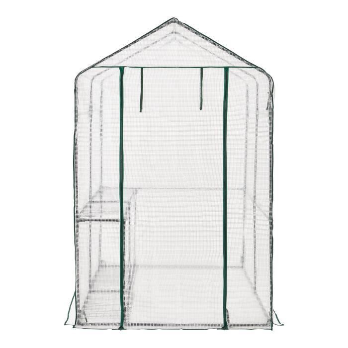 Serre de jardin Oosterhout en acier et polyéthylène avec étagères intégrées 120 x 186 x 190 cm
