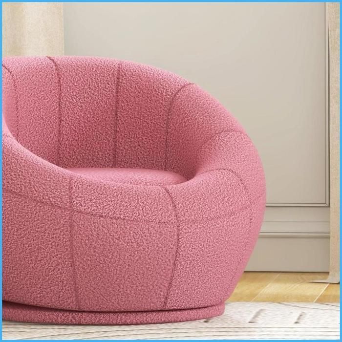 Fauteuil Lounge Rotatif - HOMCOM - Pluche Teddy Compact Confortable – Rose