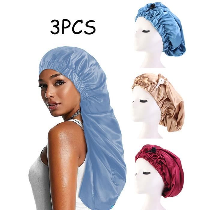 Nightcap, Satin Nightcap, Elastic Sleep Cap, Shower Cap, Night Hat with Buttons, for Hair