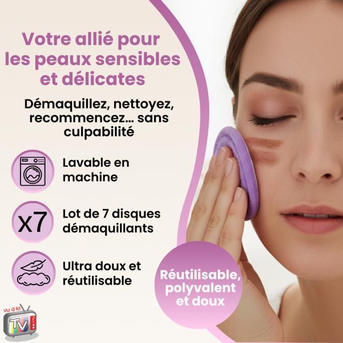 VENTEO - Coton Demaquillant Reutilisable pour visage yeux levres | Lingette Demaquillante lavable en machine pour tous types de peau