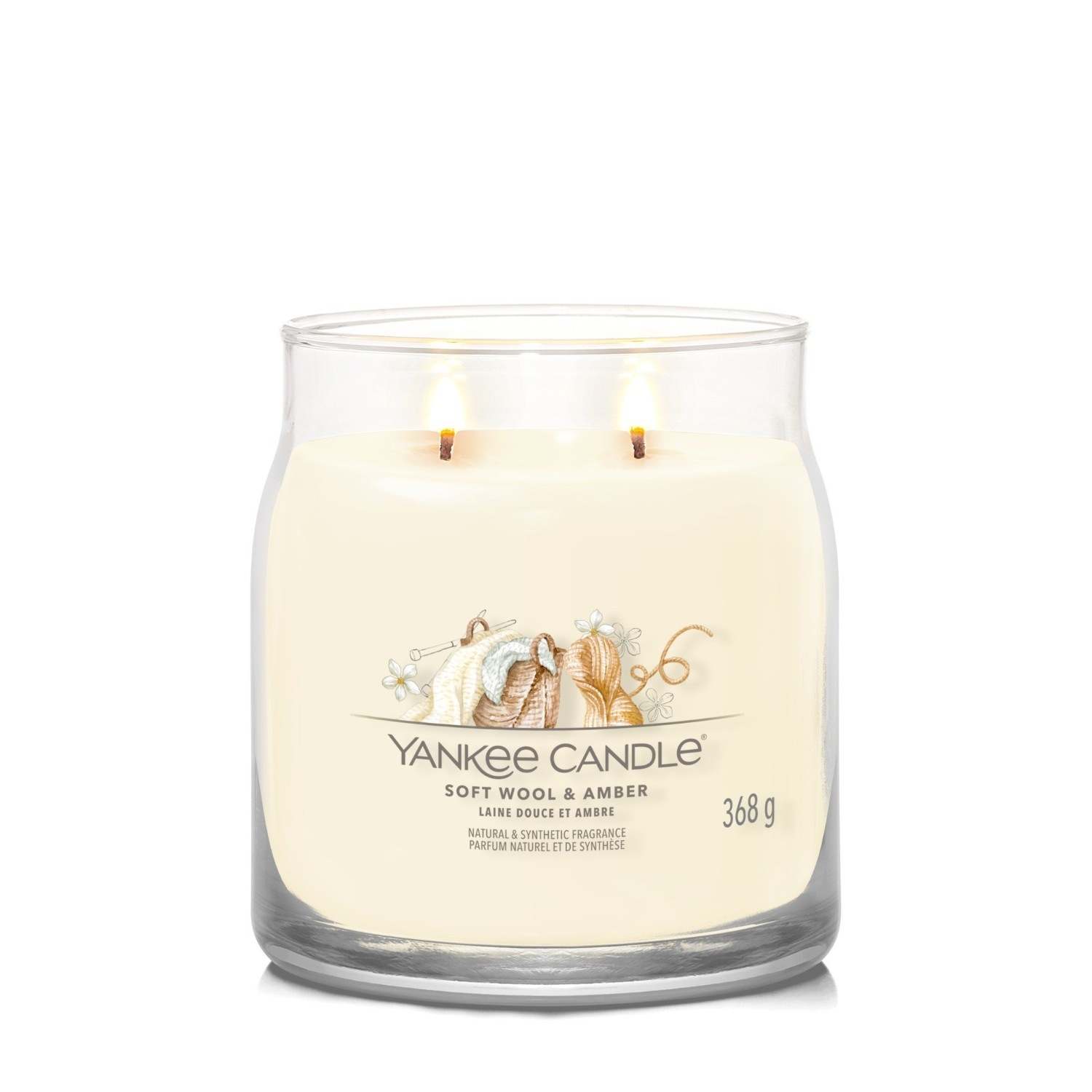 YANKEE CANDLE Moyenne Jarre Laine Douce et Ambre