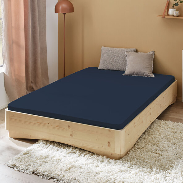 Jersey hoeslaken, 140-160 x 200 cm, marineblauw