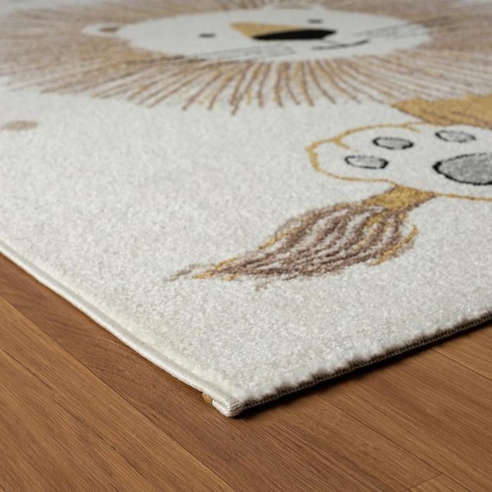 Tapis enfant 40x60 rectangle tissé crème motif animaux SWEETLION