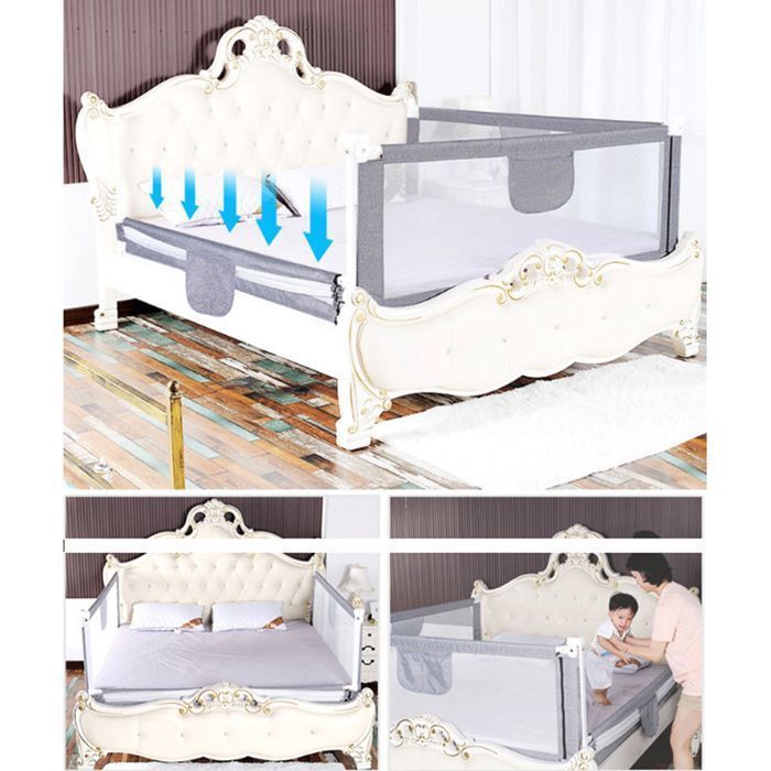 Barrière de Lit pour Bébé-Enfant -MIPAN-Barrière de lit pour Tout-Petits -Protection Contre Les Chutes -Réglable -195cm - Gris