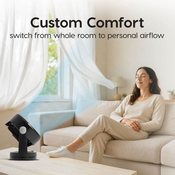 Ventilador de mesa Iris Ohyama, silencioso, potente y portátil, 33 m², PCF-HM23, negro