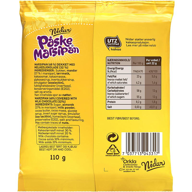 Nidar Salchichas de mazapán paquete de 5 110 g, Nidar