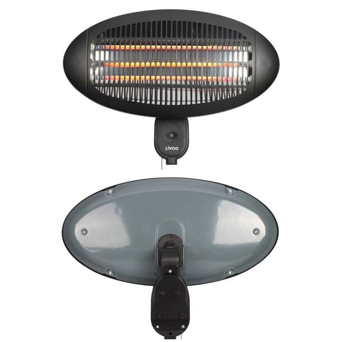 Calefactor infrarrojo de pared para exteriores LIVOO - 2000 W - Protección IP34 contra salpicaduras - 3 niveles de potencia: 650/1300/2000 W - Área de cobertura: 10-15 m²