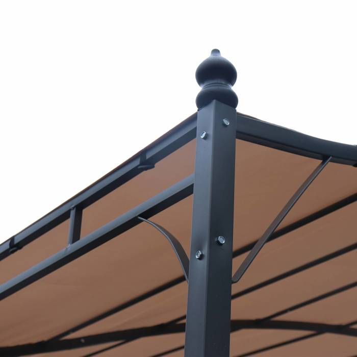 Pérgola adosada de 3x2,5 m - Brestum - Lona beige - Pérgola de pared