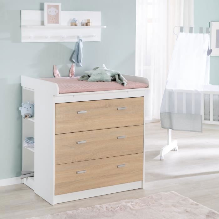 Cambiador ROBA Gabriella - 3 cajones - bicolor - Marca ROBA - Efecto madera de roble - Blanco
