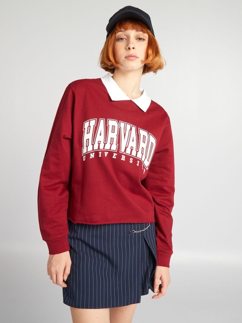 Korte sweater van fleece - ROOD