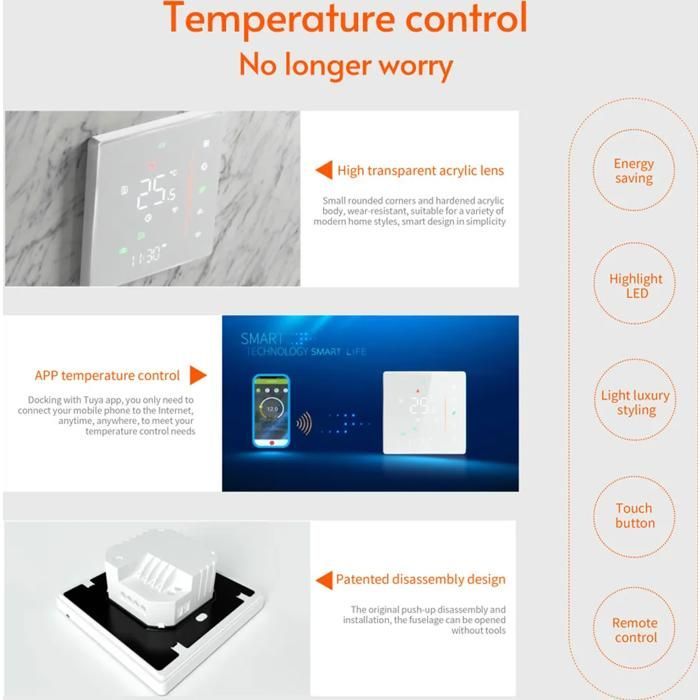 Smart thermostat - YYV - Wi-Fi - Touchscreen - Compatible with Alexa and Google Home - 16A underfloor heating