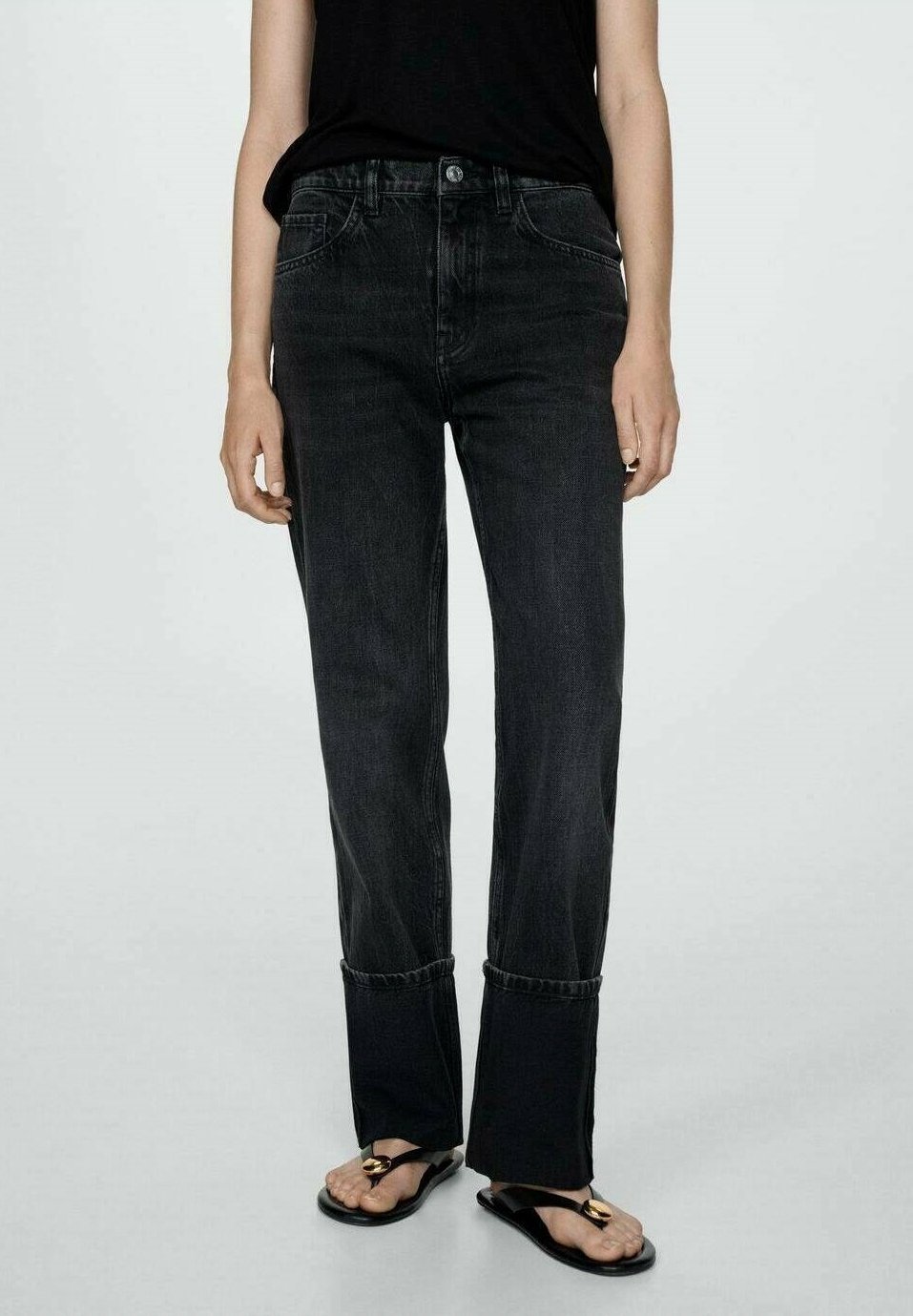 Mango jeans met rechte pijpen - zwarte denim