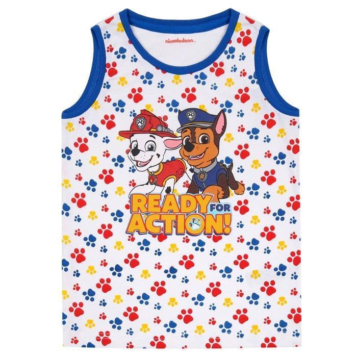 Pijama infantil de Paw Patrol Marshall Chase con tirantes, pijama de verano blanco y azul, talla 6