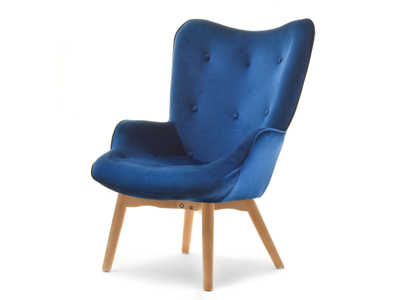 Granatowy Welurowy Fotel Nuria Scandi I Glamour