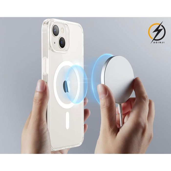 Capa para iPhone 14 - Silicone transparente com círculo magnético integrado | Loja Aginji® França