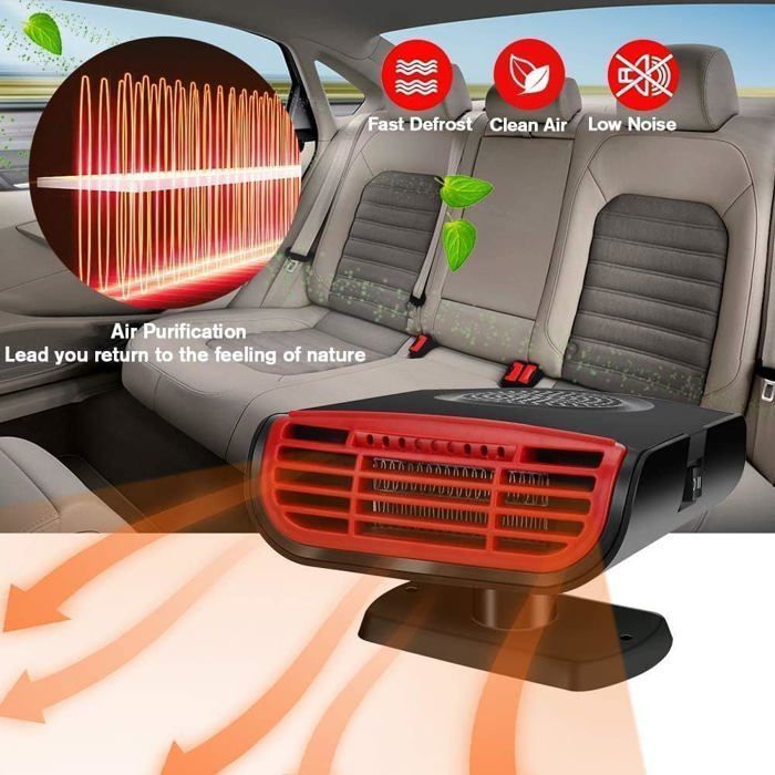 12V 150W Bærbar Bilvarmer - 2-i-1 Forrudedamper - Hurtig Ventilation - Til Personbiler