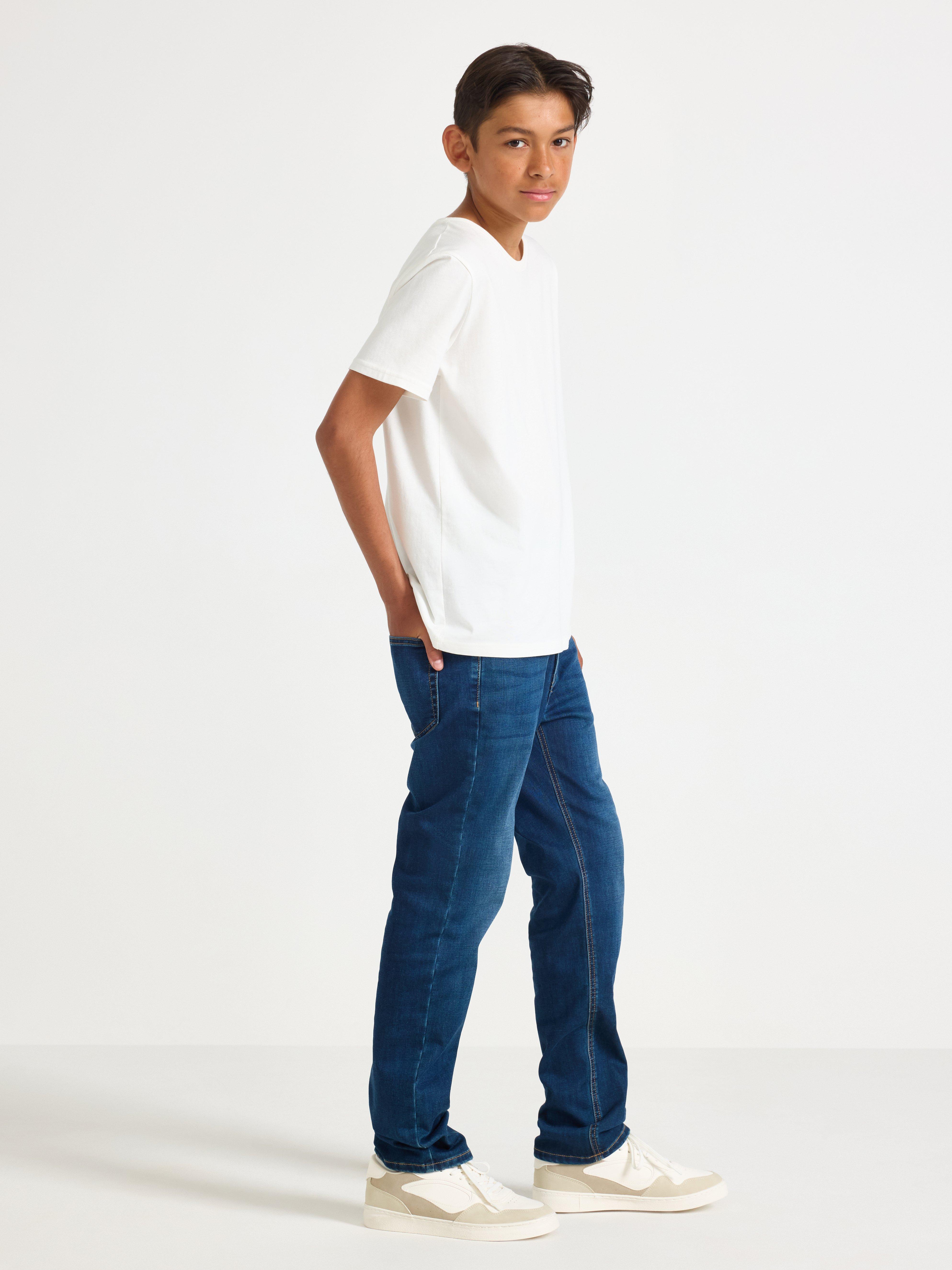 STAFFAN Jeans rectos de corte regular, mezclilla oscura