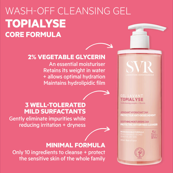 SVR TOPIALYSE 24 órás hidratáló arc- és testlemosó gél 400ml