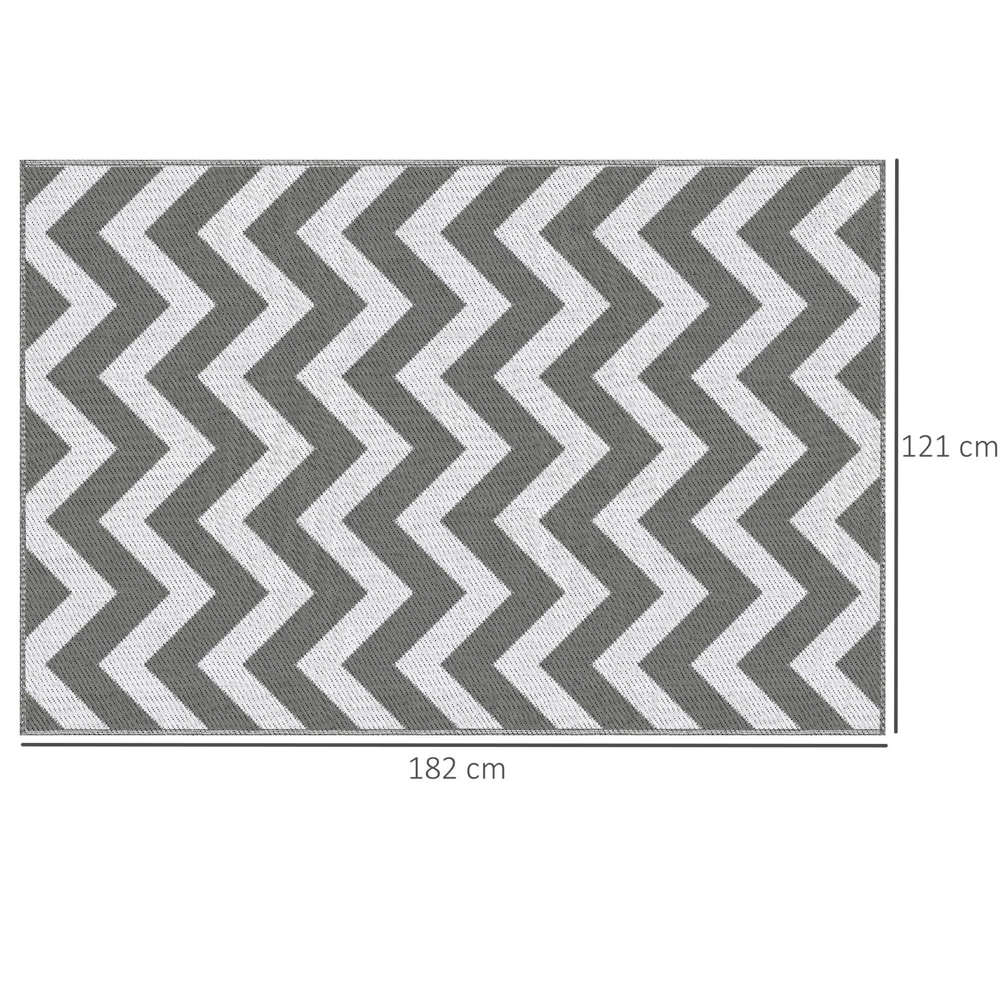 Thickened mat, outdoor rug, waterproof synthetic rug, 121x182cm, light grey+white, for balcony
