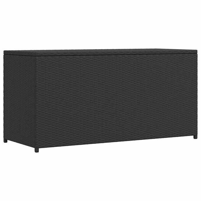 vidaXL Caja de almacenamiento de jardín de ratán sintético negro con banco, modelo 42498