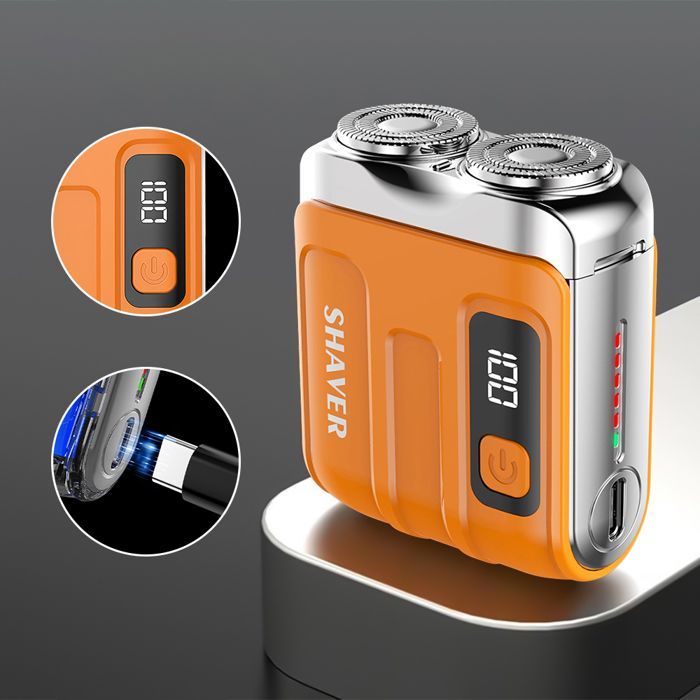 Afeitadora eléctrica inteligente e impermeable para hombre, mini afeitadora de viaje de doble cuchilla, recortadora de barba portátil, recargable.