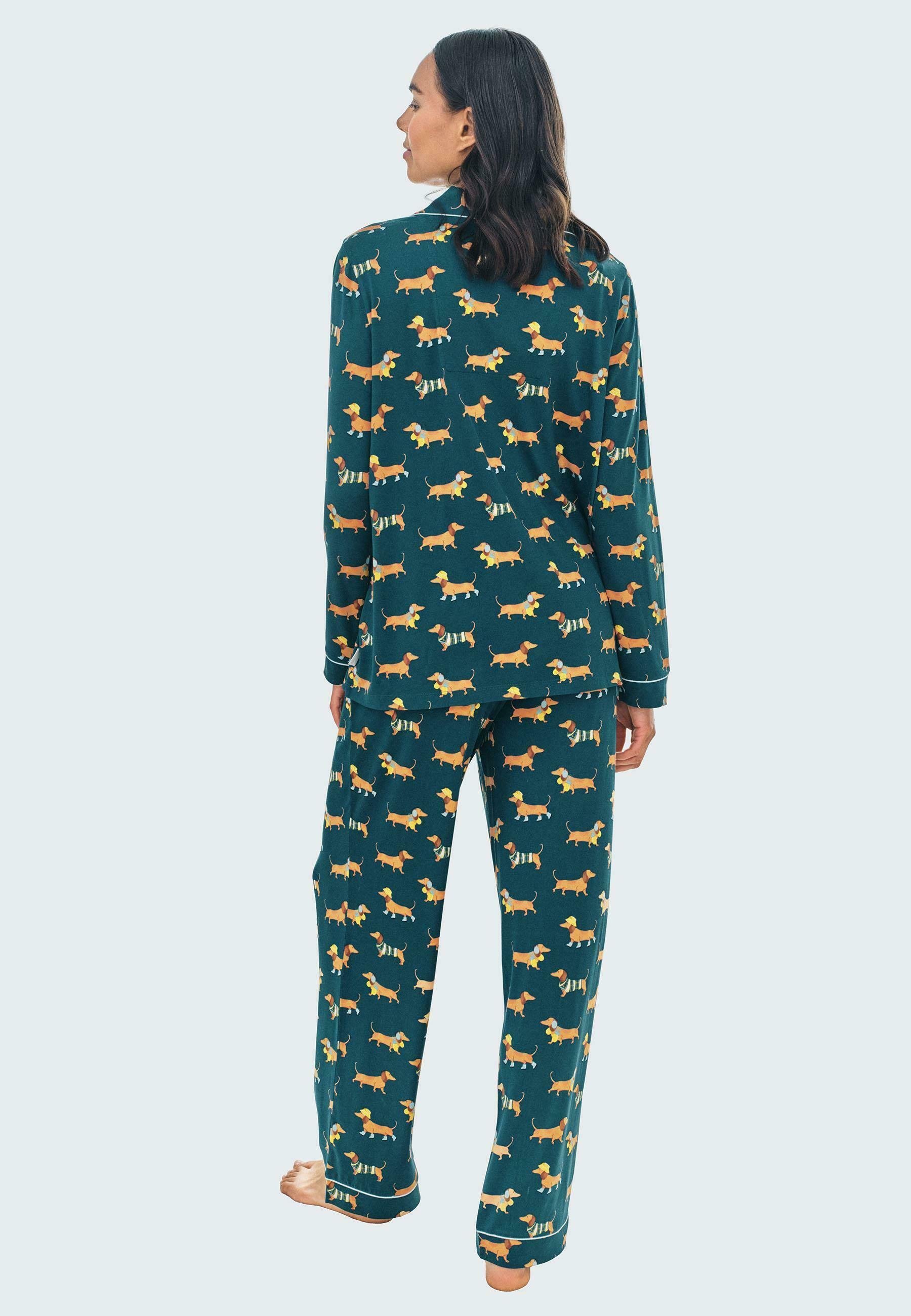 Set pigiama Chelsea Peers SAUSAGE DOG STROLL SET - color verde acqua